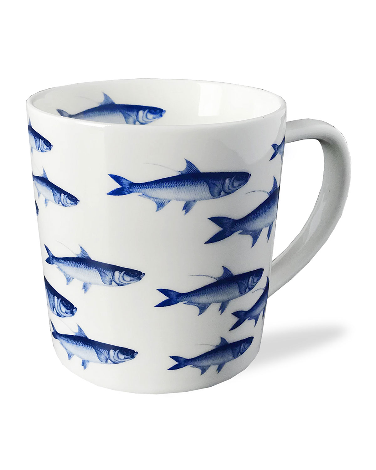Caskata School Of Fish Blue Wide Mugs, Set Of 4